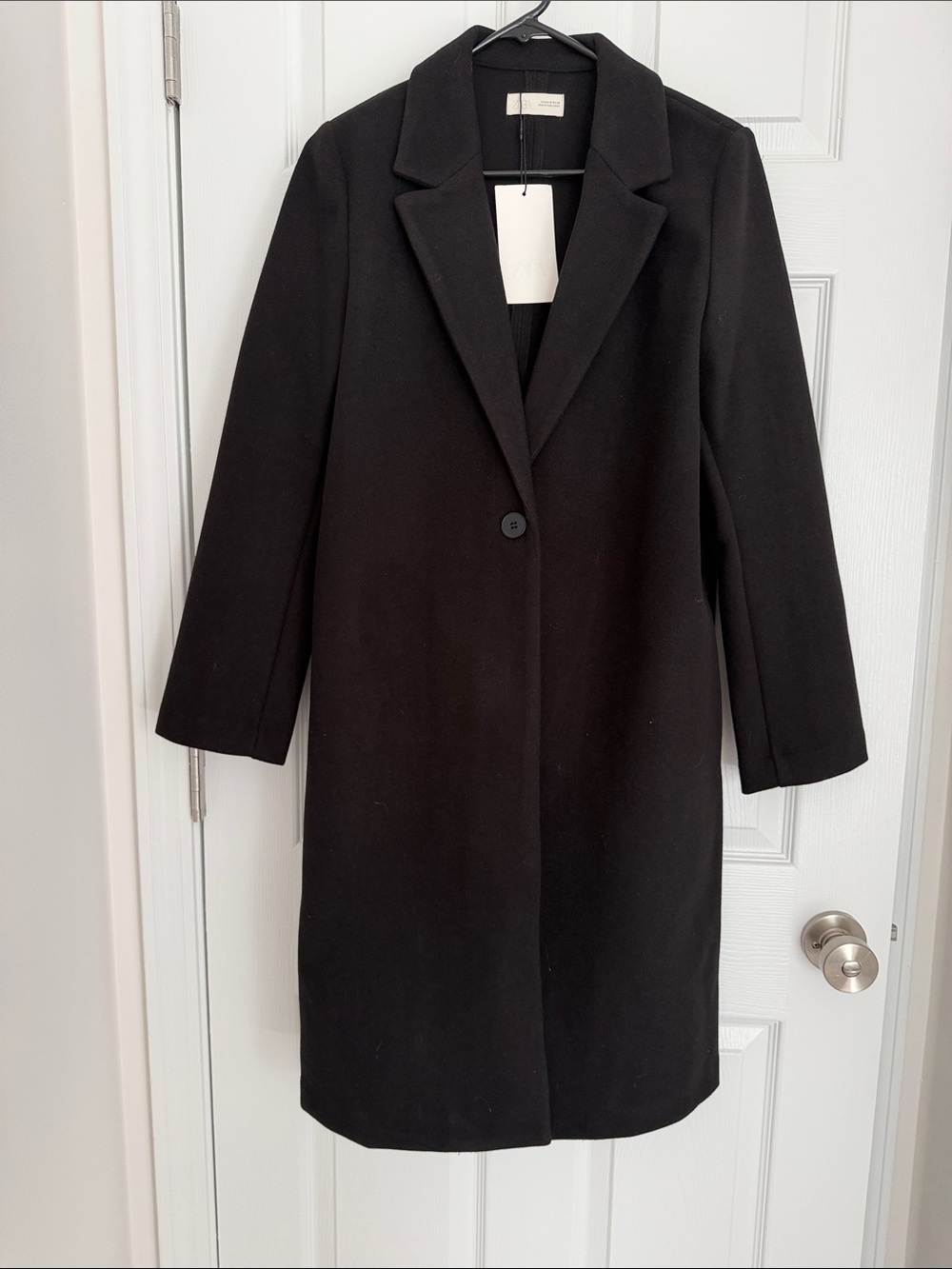 Zara Black Single-Button Long Trench Coat